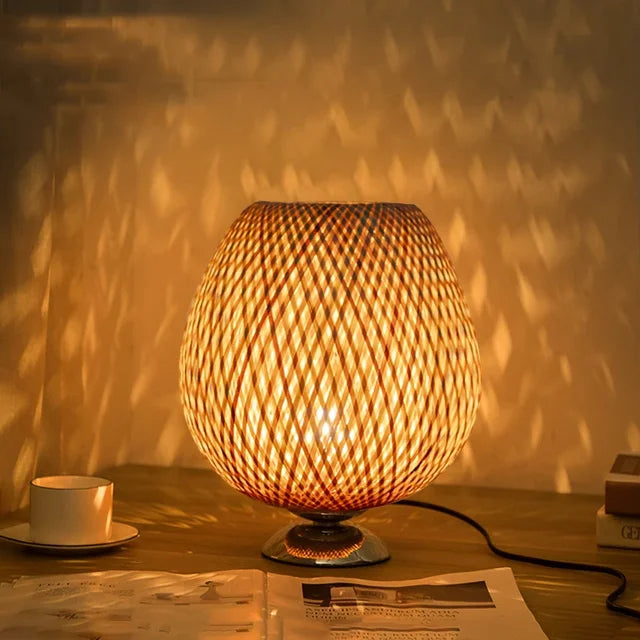 Vintage Bamboe Tafellamp – Rustiek Design voor Warmte en Sfeer in Woonkamer en Slaapkamer 6