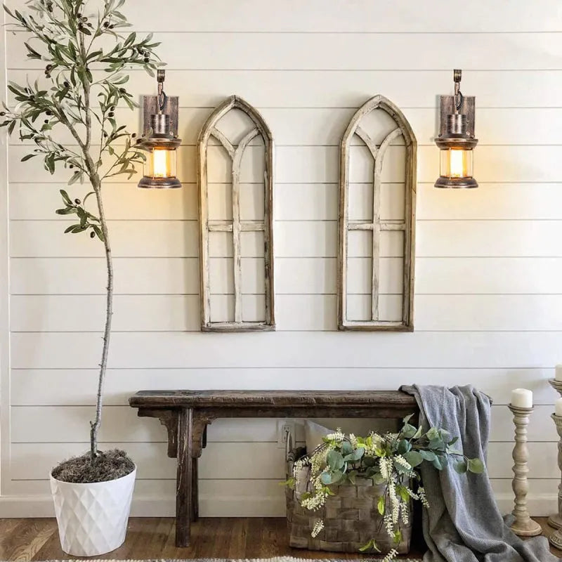 Vintage Industriële Wandlamp met Glazen Schaduw en Oliebronze Afwerking – Muurlamp voor Binnengebruik 4