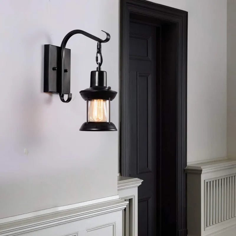 Vintage Industriële Wandlamp met Glazen Schaduw en Oliebronze Afwerking – Muurlamp voor Binnengebruik 5