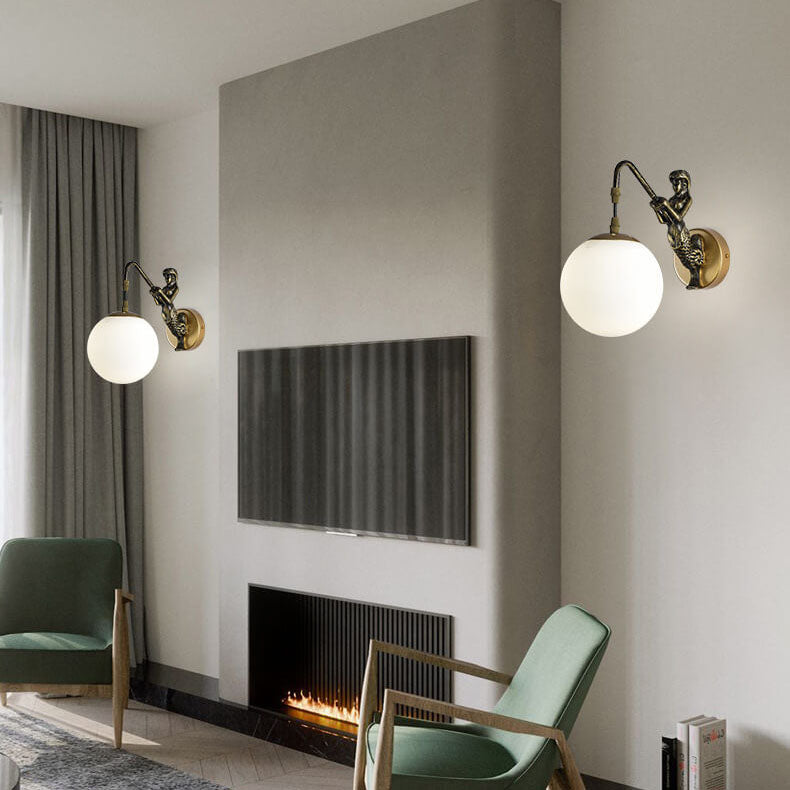 Vintage Zeemeermin Wandlamp Zwart en Goud – Unieke Muurlamp voor Binnengebruik 11