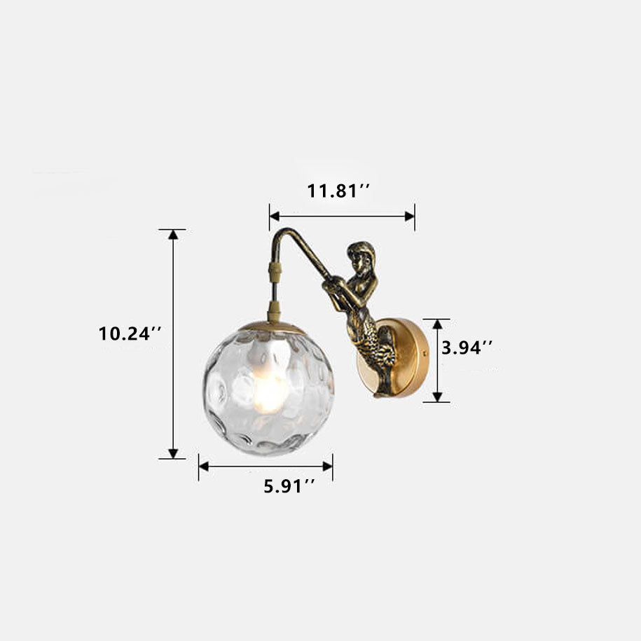 Vintage Zeemeermin Wandlamp Zwart en Goud – Unieke Muurlamp voor Binnengebruik 6