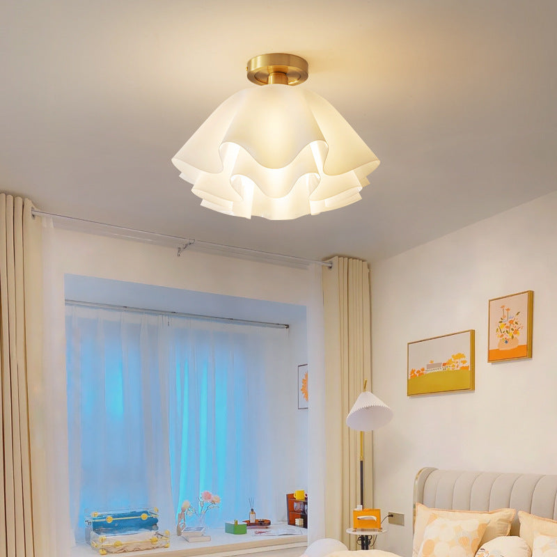 Vintage Witte Plafondlamp met Bloemenontwerp