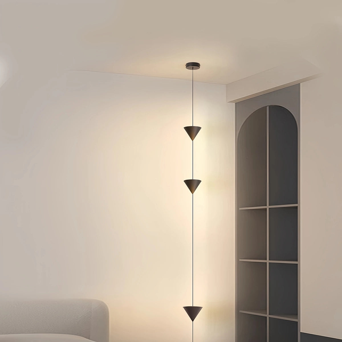 Vloerlamp tot Plafond met Conische Kap Verstelbaar Kabelontwerp Modern