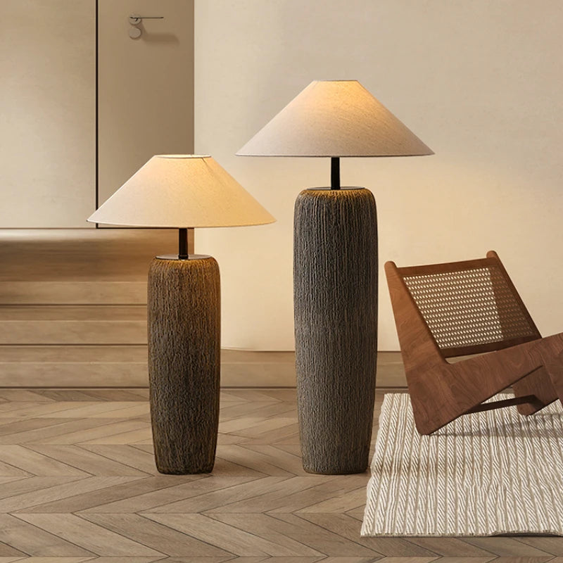 Vloerlamp met Organische Vorm van Hout en Linnen – Japandi Stijl voor Woonkamer en Slaapkamer 4
