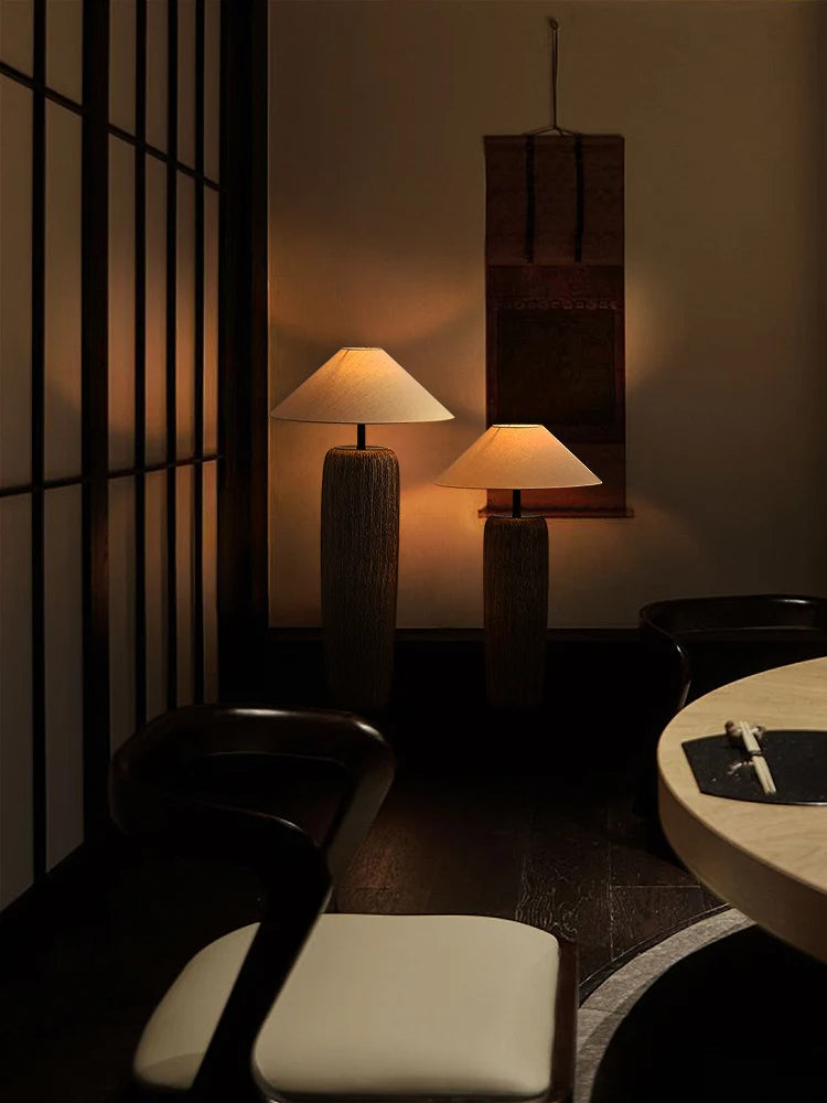 Vloerlamp met Organische Vorm van Hout en Linnen – Japandi Stijl voor Woonkamer en Slaapkamer 5