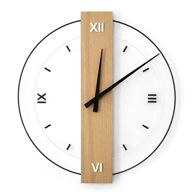 Wandklok met Minimalistisch Design en Houten Afwerking 0