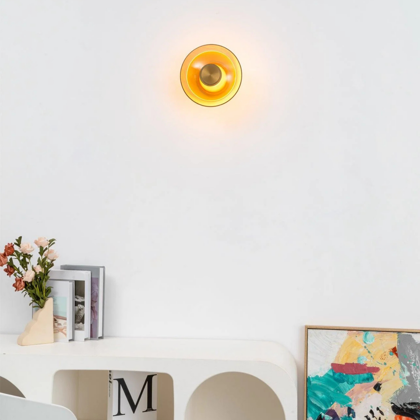 Ronde Wandlamp Goud met Elegante LED Verlichting