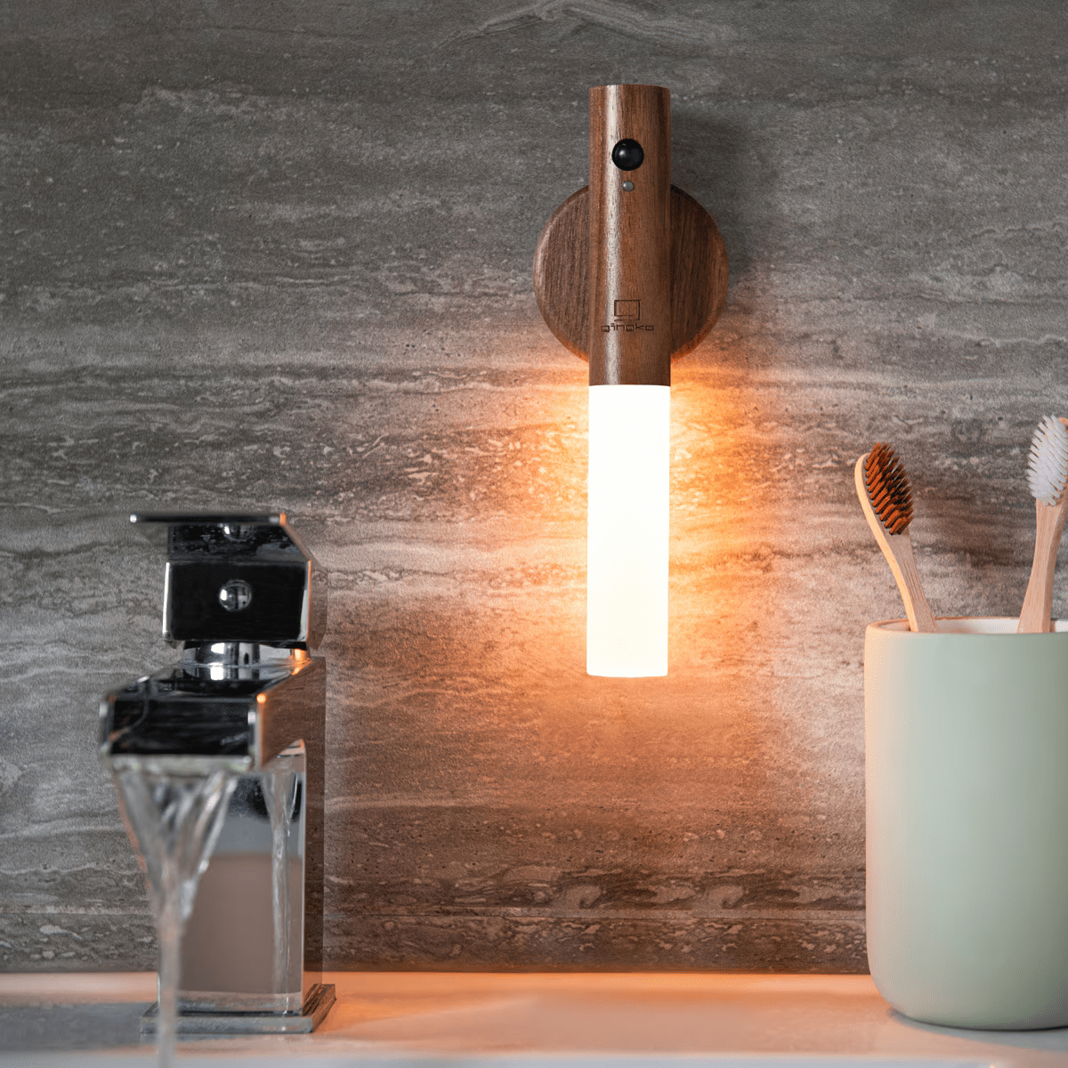 Set van 2 Wandlampen met Bewegingssensor en Houten Afwerking