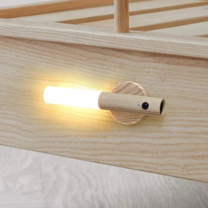 Set van 2 Wandlampen met Bewegingssensor en Houten Afwerking