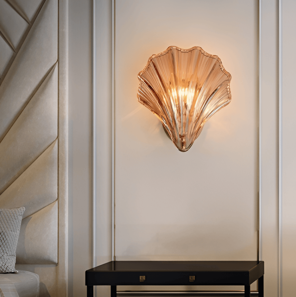 Wandlamp Bloemvorm van Glas en Messing Bruin