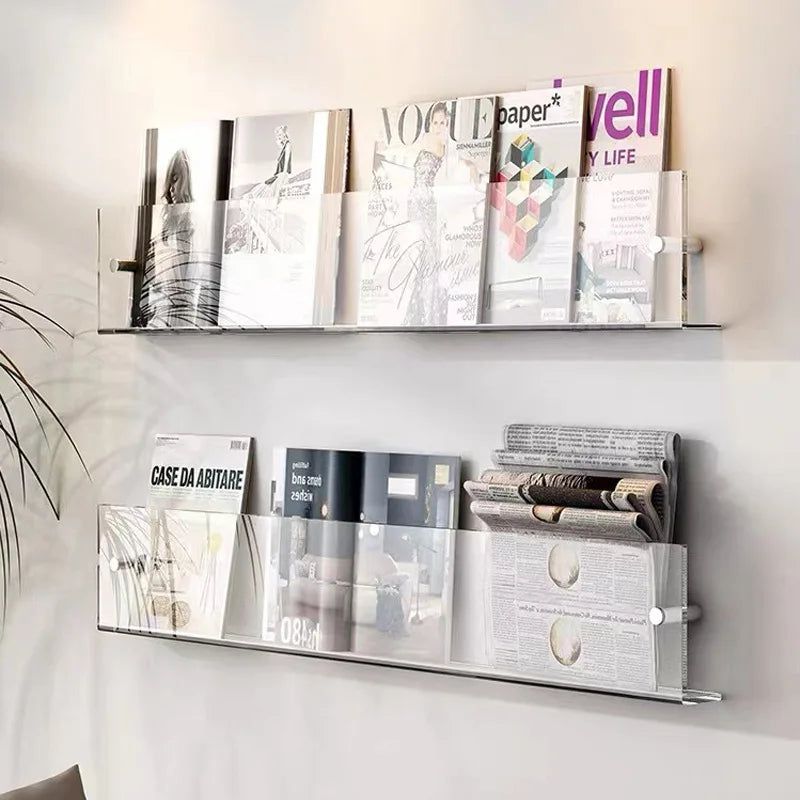 Wandplank van Acryl voor Tijdschriften - Minimalistisch en Modern Ontwerp voor Woonruimtes 0