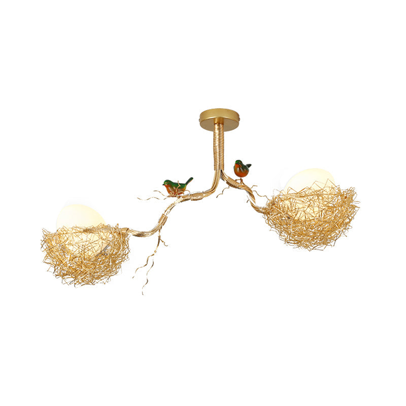 Witte Glazen Kroonluchter met Gouden Accenten – Moderne Kristallen Kroonluchter voor Art Deco Interieur 7