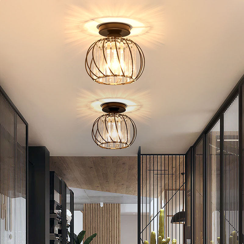 Zwarte Plafondlamp met Glazen Accenten voor Hal