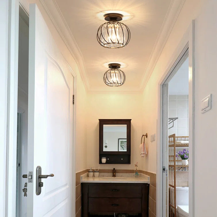 Zwarte Plafondlamp met Glazen Accenten voor Hal
