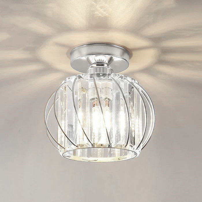 Zwarte Plafondlamp met Glazen Accenten voor Hal Zilver 16*16cm