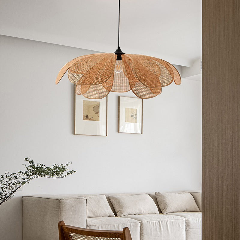 Hanglamp Scandinavisch Bloemvorm Gewoven Bamboe Eettafel
