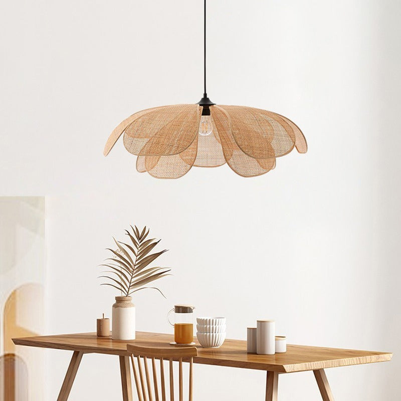 Hanglamp Scandinavisch Bloemvorm Gewoven Bamboe Eettafel