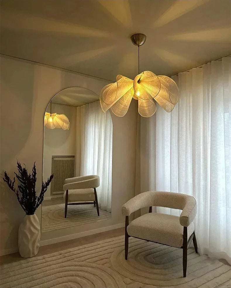 Hanglamp van Plantenvezel – Verstelbare Scandinavische Woonkamer Lamp voor Sfeervolle Interieur