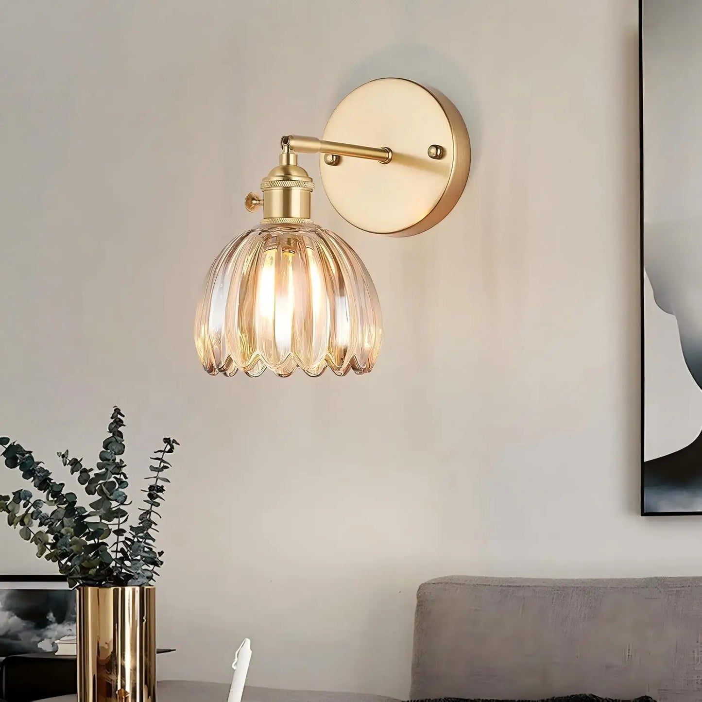 Retro Wandlamp met Glazen Tulpenknop voor Binnen