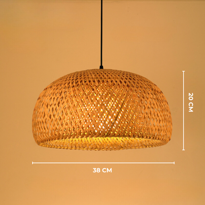 Handgemaakte Rotan Hanglamp voor Eettafel – Verstelbare Bamboe Lamp tot 120 cm in Japandi Stijl 20 x 38cm