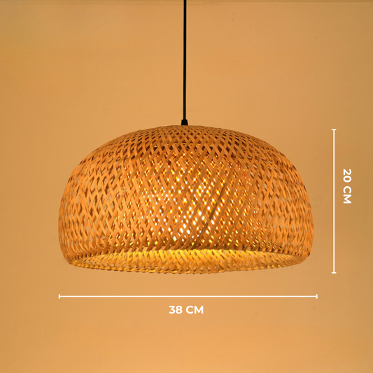Handgemaakte Rotan Hanglamp voor Eettafel – Verstelbare Bamboe Lamp tot 120 cm in Japandi Stijl 20 x 38cm