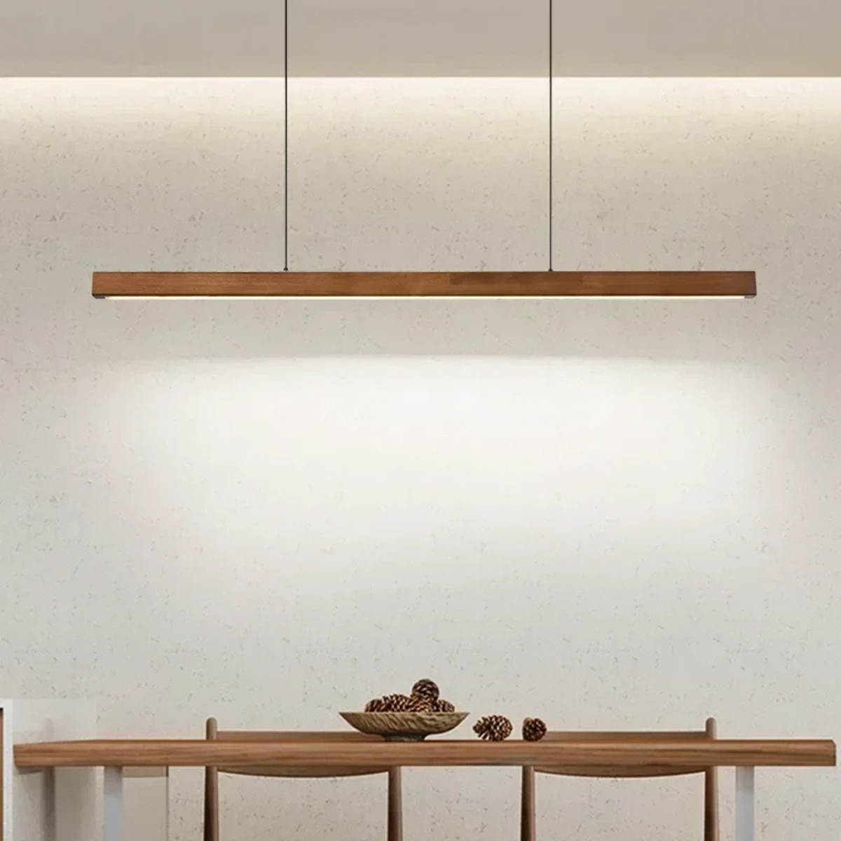 Hanglamp Balkvorm Modern Hout LED Verstelbaar Eettafel