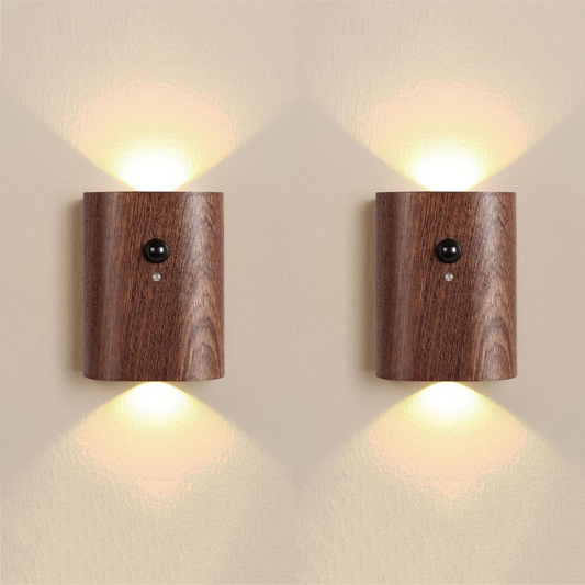 LED Wandlamp met Bewegingssensor voor Binnenverlichting - Energiezuinig en Stijlvol Muurlamp Walnoot