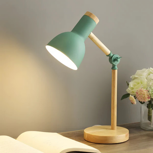 Verstelbare Oplaadbare Tafellamp van Hout – Bureaulamp Mintgroen