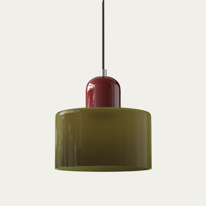 Glazen Hanglamp 15 x 17cm Donkergroen Rood