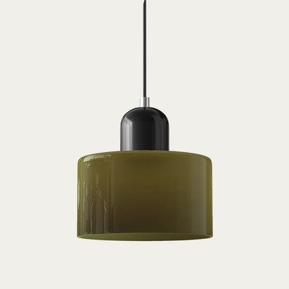 Glazen Hanglamp 15 x 17cm Donkergroen Zwart