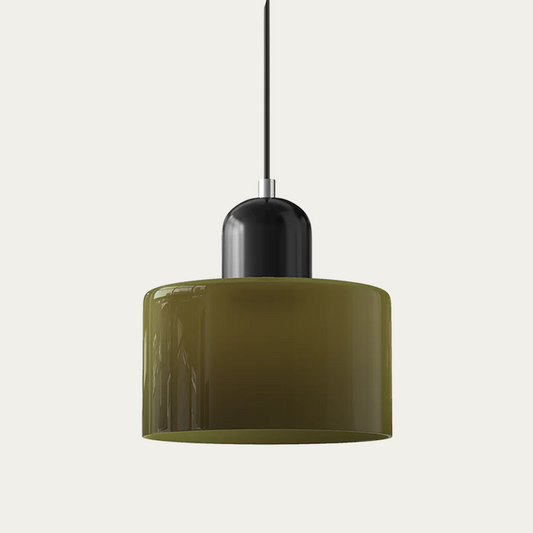 Glazen Hanglamp 15 x 17cm Donkergroen Zwart