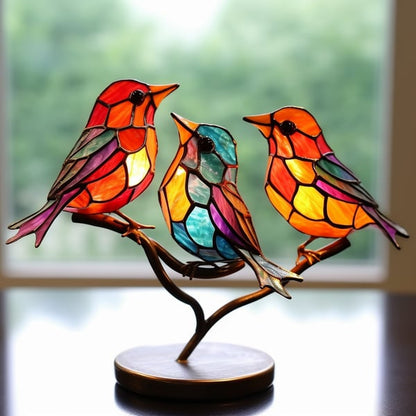 Elegante Vogel Ornamenten van Metaal - Decoratie op Eettafel 3 vogels (versie 2)