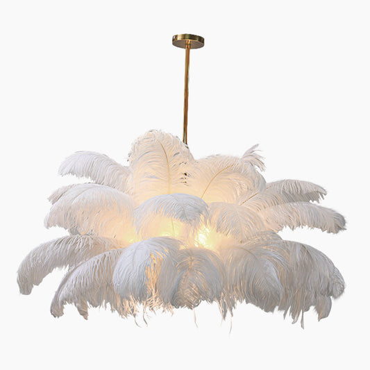 Artistieke LED Plafondlamp Kroonluchter met Struisvogelveren – Plafondlamp voor Slaapkamer en Woonkamer 0