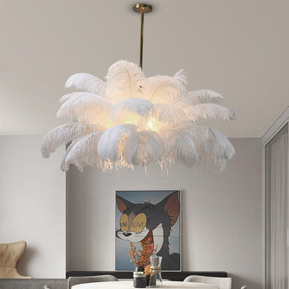 Artistieke LED Plafondlamp Kroonluchter met Struisvogelveren – Plafondlamp voor Slaapkamer en Woonkamer 2