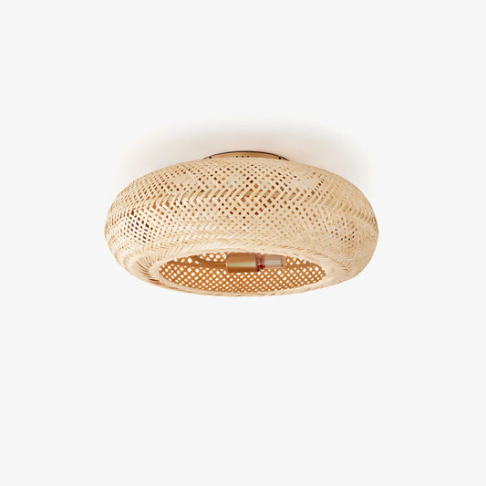 Ronde Handgeweven Bamboe Plafondlamp