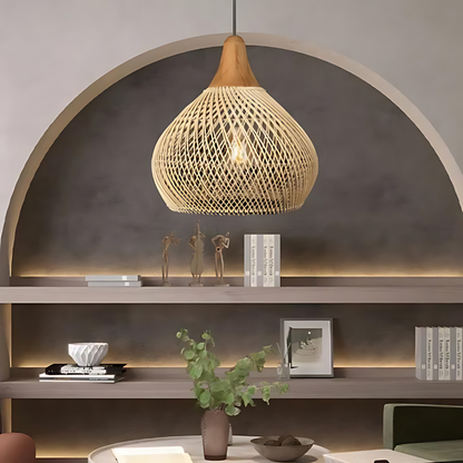 Boho Rotan Hanglamp Handgemaakt met Warme Verlichting