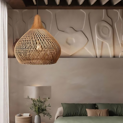 Boho Rotan Hanglamp Handgemaakt met Warme Verlichting