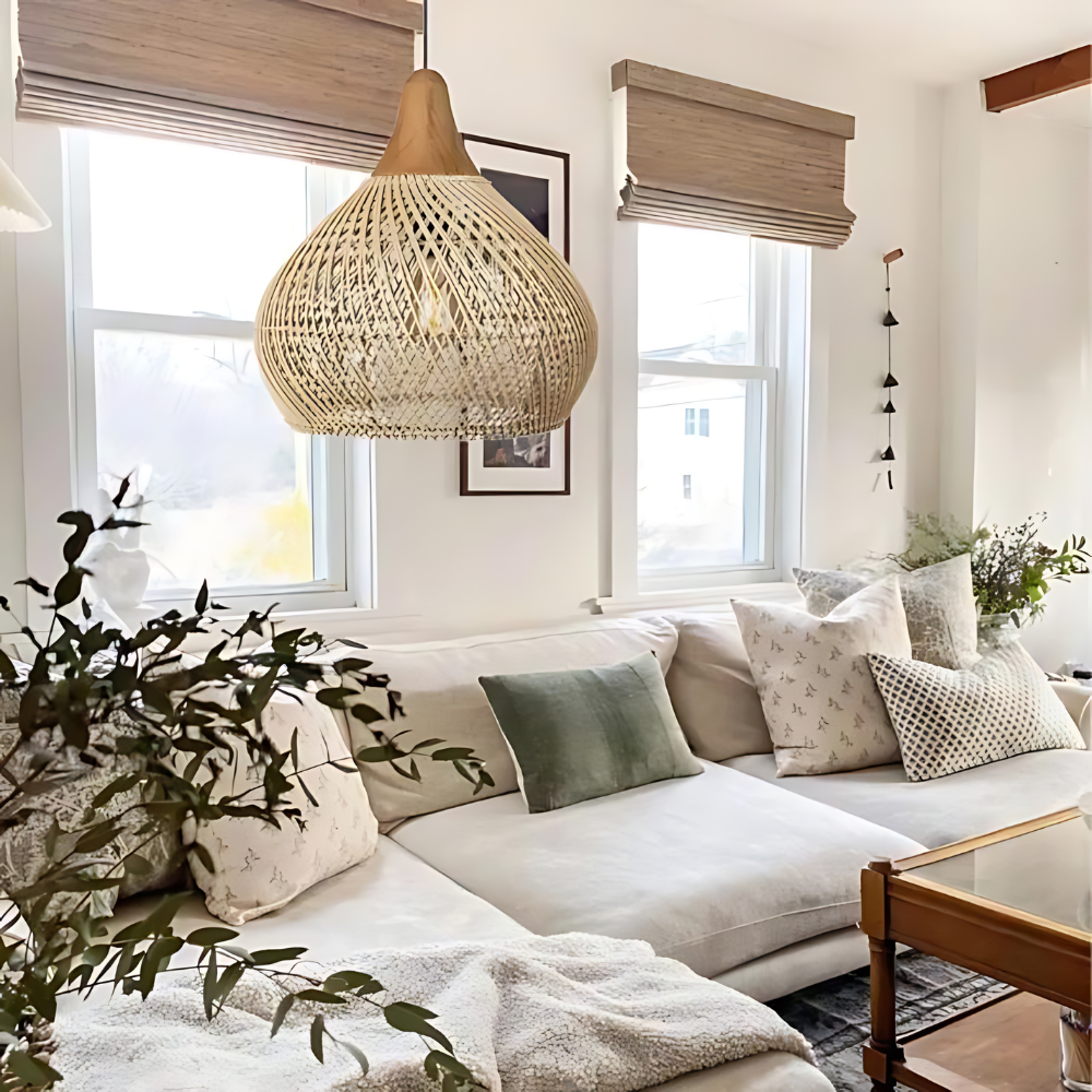 Boho Rotan Hanglamp Handgemaakt met Warme Verlichting