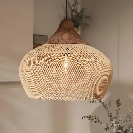 Boho Rotan Hanglamp Handgemaakt met Warme Verlichting 4 lampen 60cm