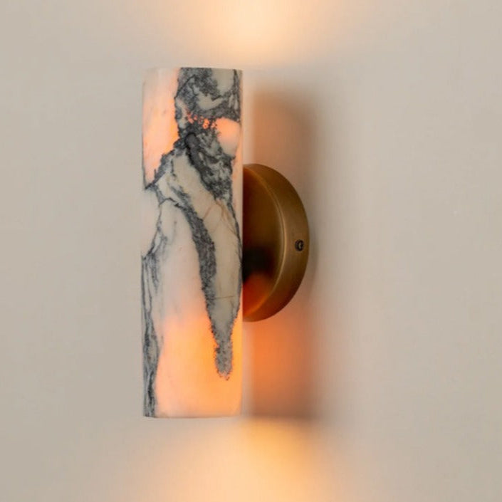 Wandlamp Marmer met Messing en Twee Lichtbronnen