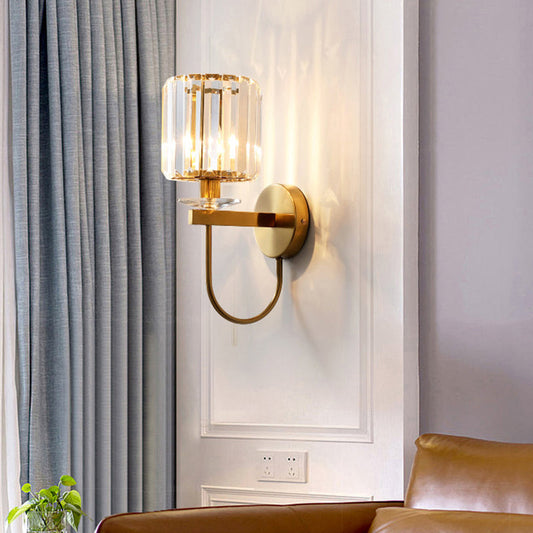 Cilindrische Kristalwandverlichting Binnen met Gouden Afwerking – Modern Design voor Woonkamer en Slaapkamer 0