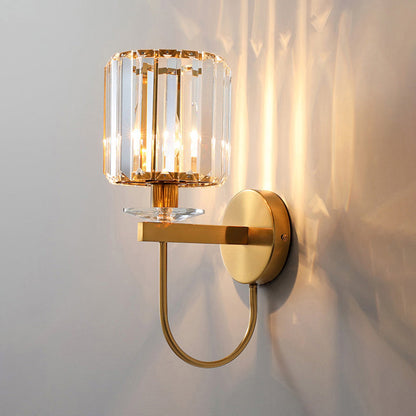 Cilindrische Kristalwandverlichting Binnen met Gouden Afwerking – Modern Design voor Woonkamer en Slaapkamer 3