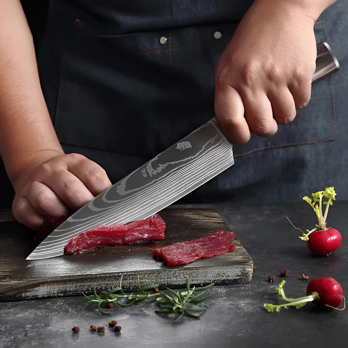 Koksmessenset Japans van Damascus Staal – Professionele Keukenmessen met Ergonomisch Handvat