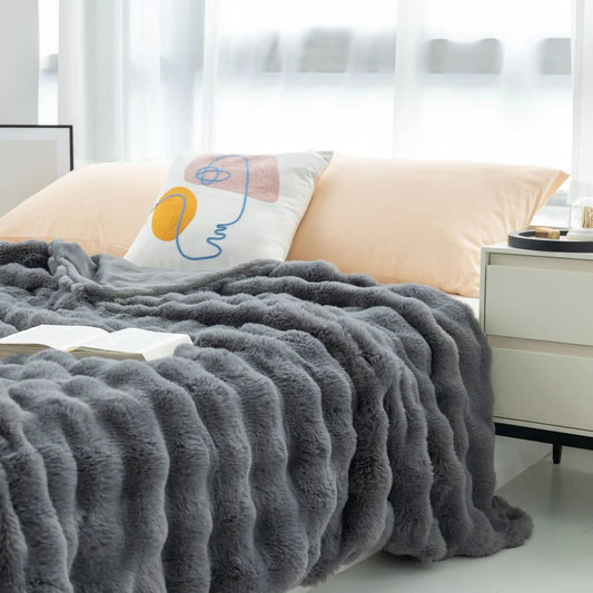 Dames Deken van Doppelseitige Kunstfell met Luxe Comfort en Warmte 0