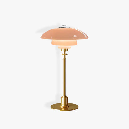 Moderne Deense Tafellamp van Metaal en Glas Goud + Roze