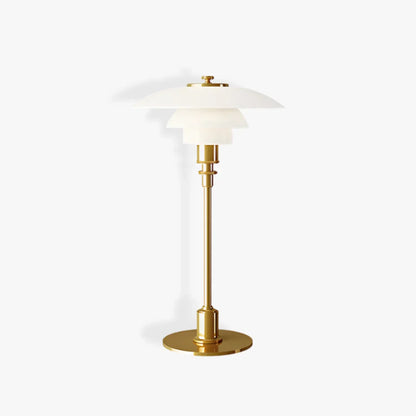 Moderne Deense Tafellamp van Metaal en Glas Goud + Wit