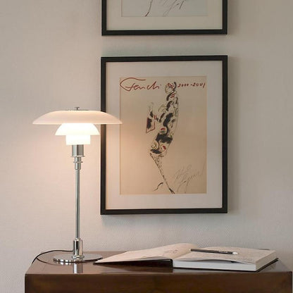 Moderne Deense Tafellamp van Metaal en Glas