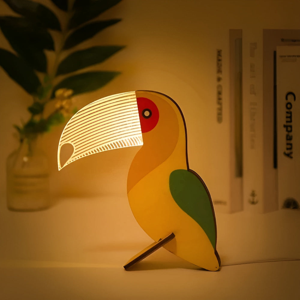Decoratieve Kinderlamp met Diermotieven van Hout en Acryl – LED Nachtlamp voor Kinderen 0
