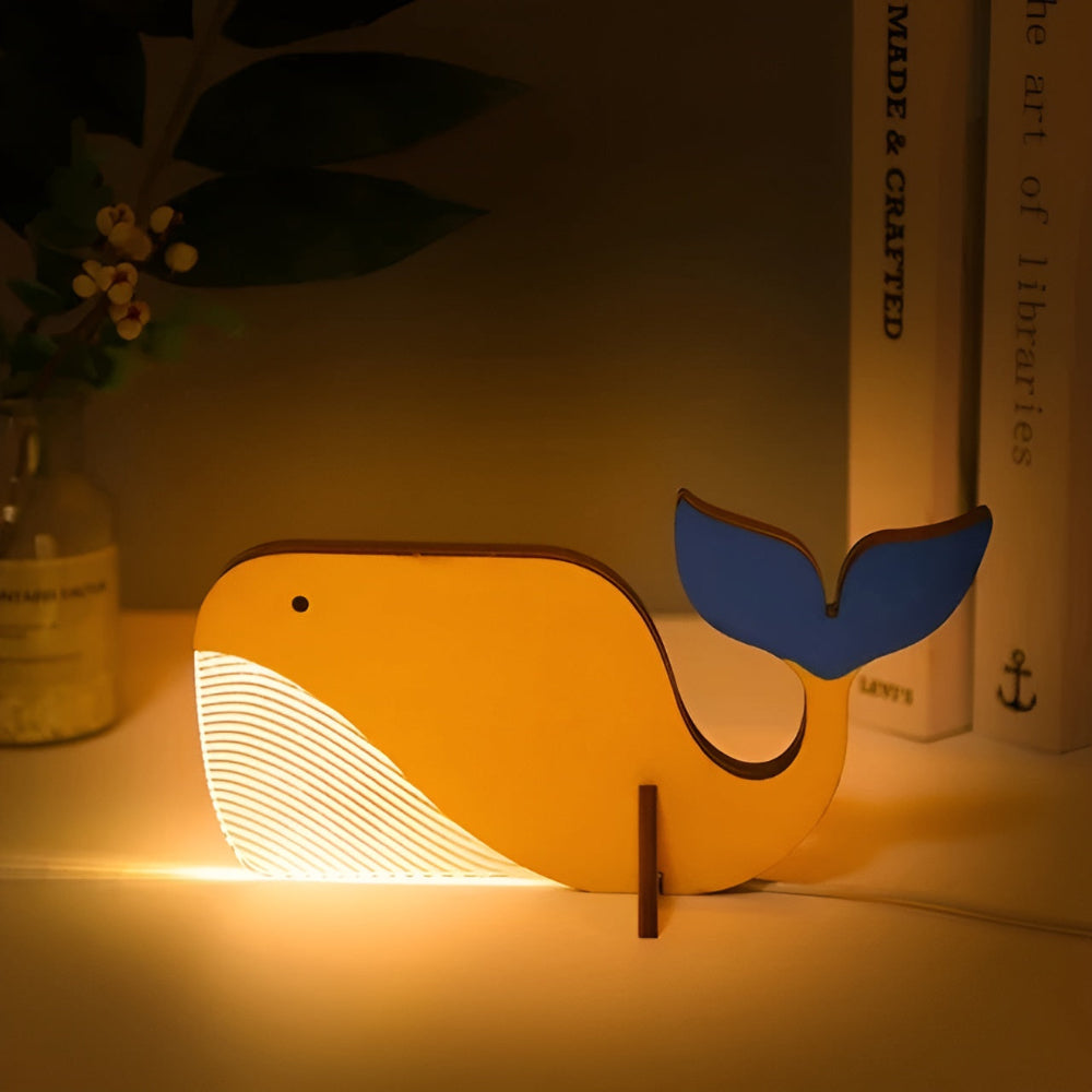 Kinderlamp met Diermotieven en LED Nachtverlichting voor de Kinderkamer Walvis