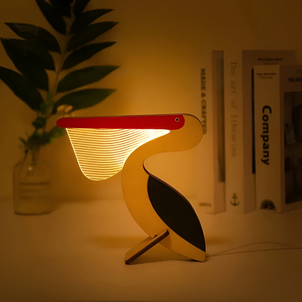 Kinderlamp met Diermotieven en LED Nachtverlichting voor de Kinderkamer Pelikaan